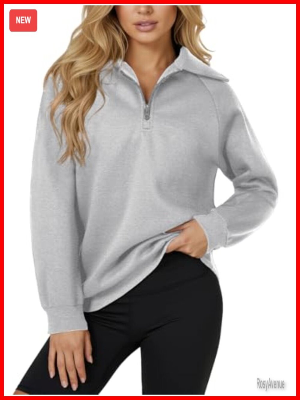 Rooscier Quarter Zip Pullover Sweatshirt Fleece Lined Loose Fit Women